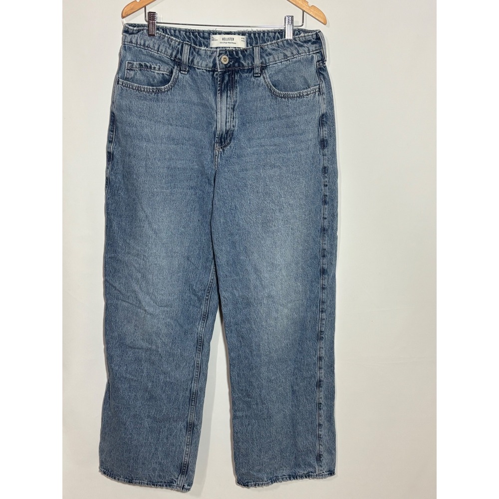 Hollister Ultra High Rise Baggy‎ Jeans Light Wash Denim Womens 14L 90s Throwback